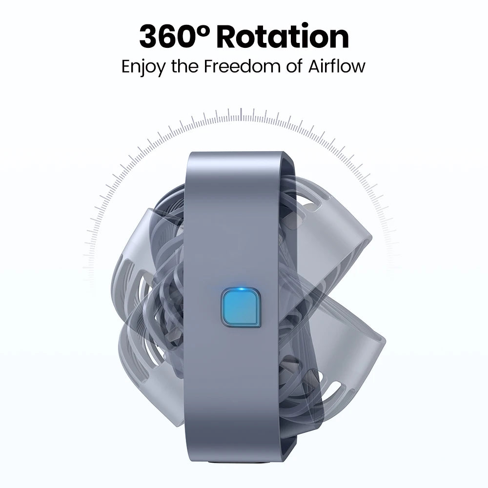 Mini ventilador de escritorio USB portátil — 3 velocidades, silencioso y potente