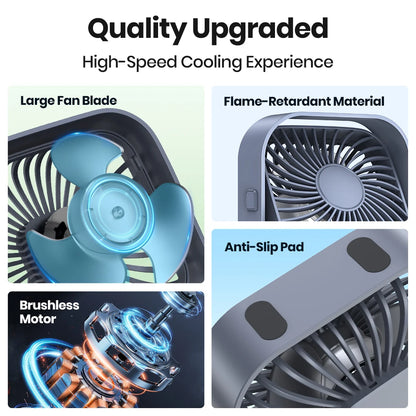 Mini ventilador de escritorio USB portátil — 3 velocidades, silencioso y potente