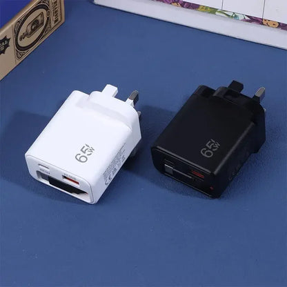 Cargador rápido GaN de 65W — Cargador de pared USB-C ultrafino para iPhone y laptop