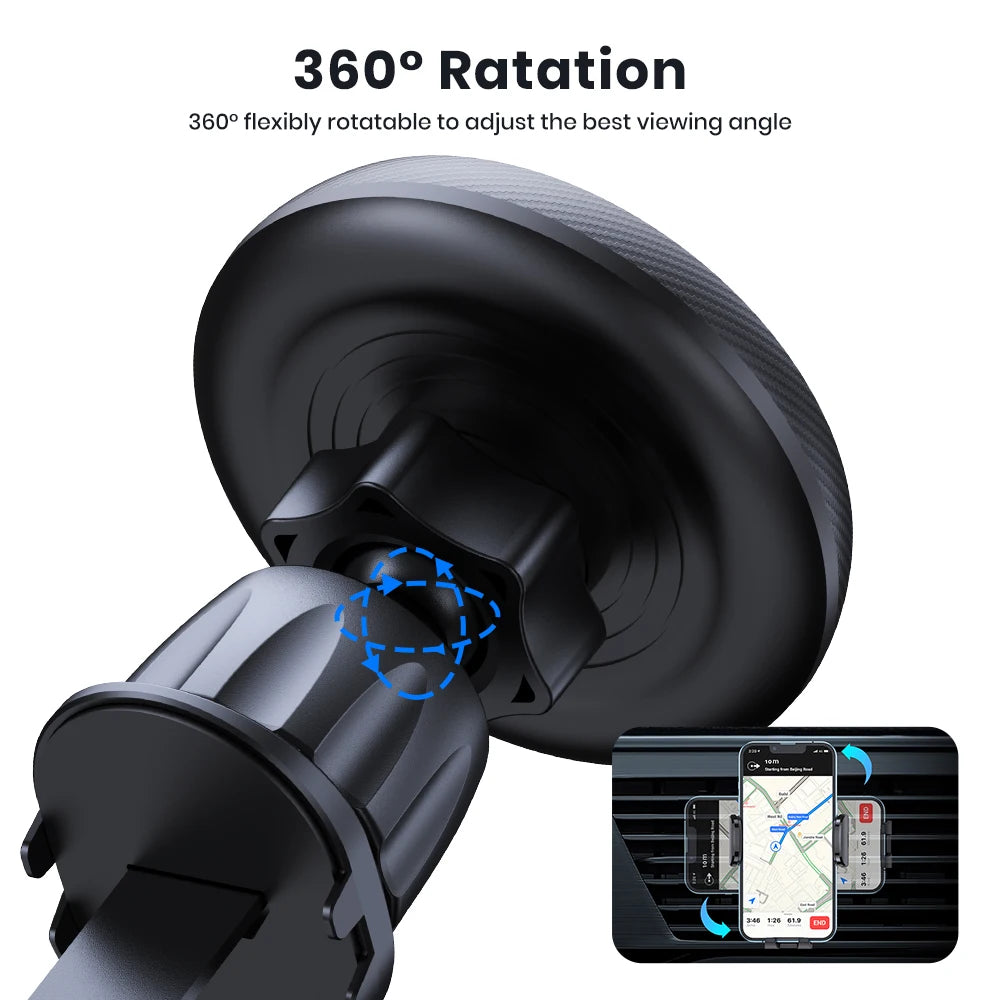Soporte Magnético para Teléfono de Coche — Compatible con MagSafe, Rotación 360°
