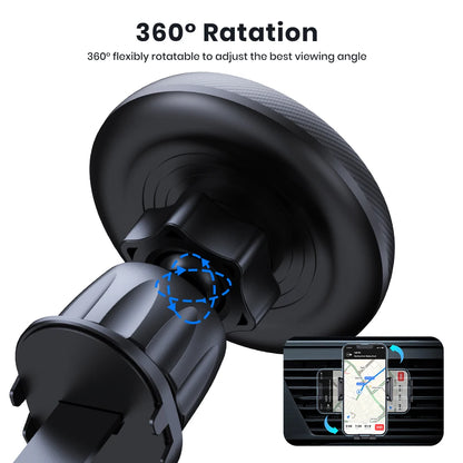 Soporte Magnético para Teléfono de Coche — Compatible con MagSafe, Rotación 360°